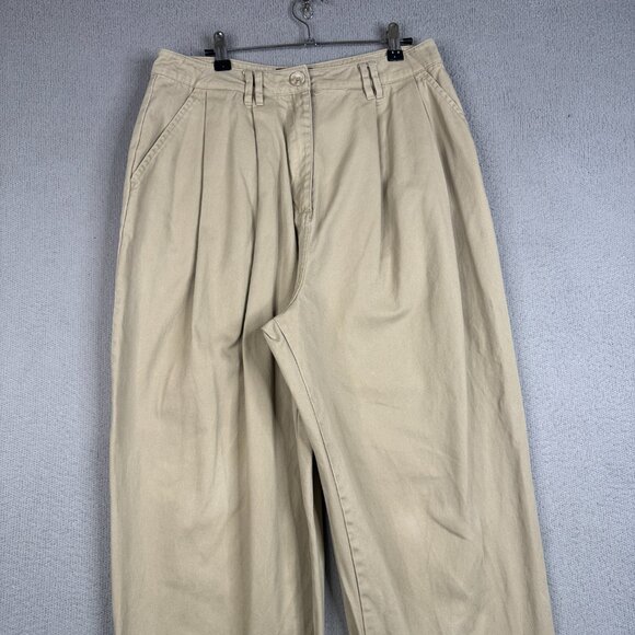 ASOS Pants Women 14T Beige High Rise Pleated Classic Fit Tapered Cotton Chino - Picture 1 of 14